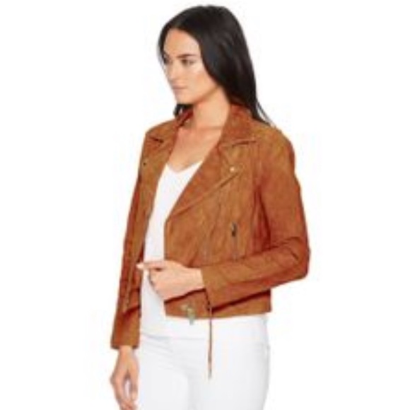BLANK NYC moto jacket suede buttercup w/fringe NEW Small - Picture 5 of 10